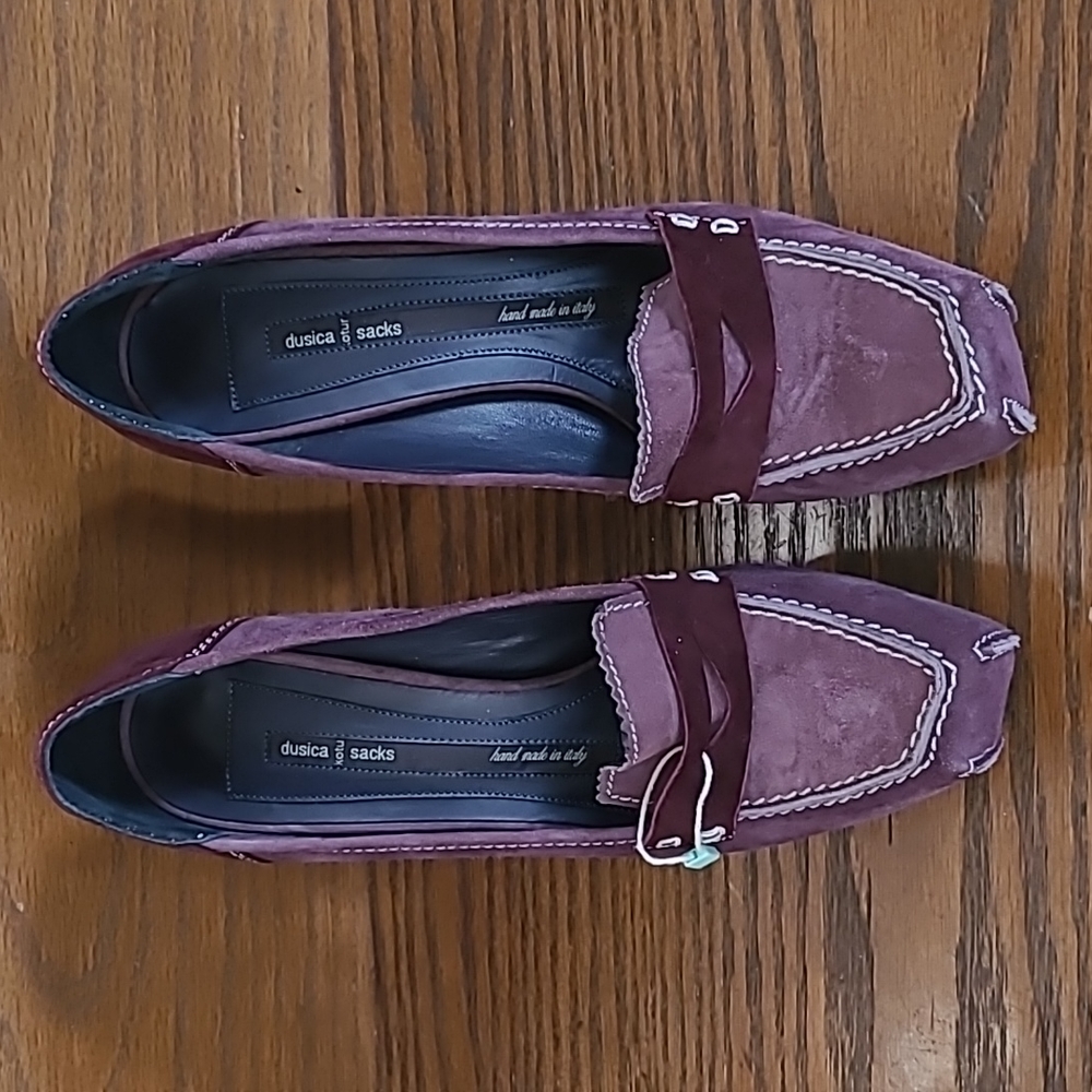dusica kotur sacks Burgundy & Purple Suede Pumps